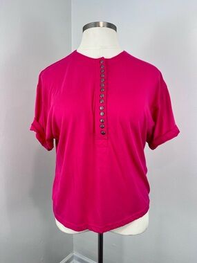 VTG 1990s Hot Pink Short Sleeve Button-Front Top